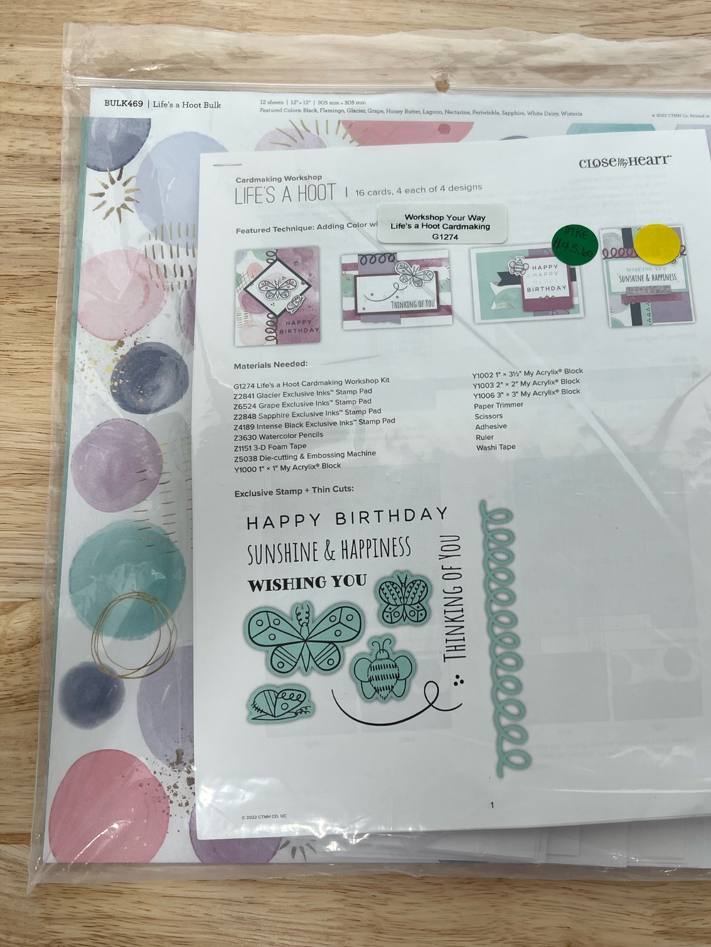 NWT Close to My Heart Life’s A Hoot Card Making Kit with Stamps and Thin Cuts